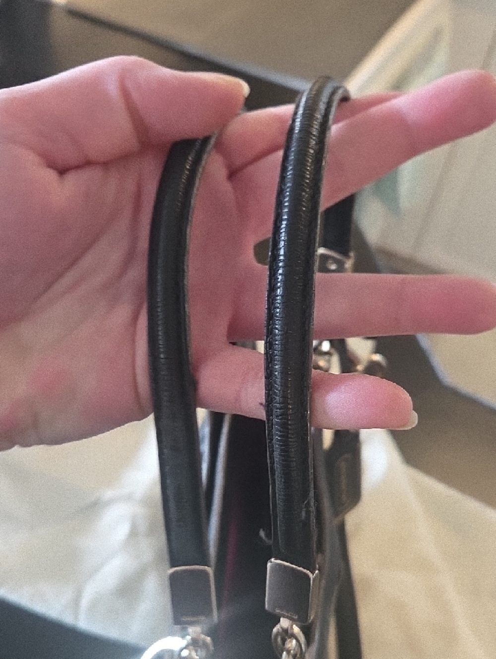 Vintage Coach Black Leather Satchel with Silver Chain Accents - Picture 10 of 13